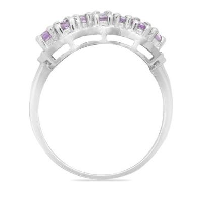 BUY 925 SILVER NATURAL AFRICAN  AMETHYST GEMSTONE CLUSTER RING